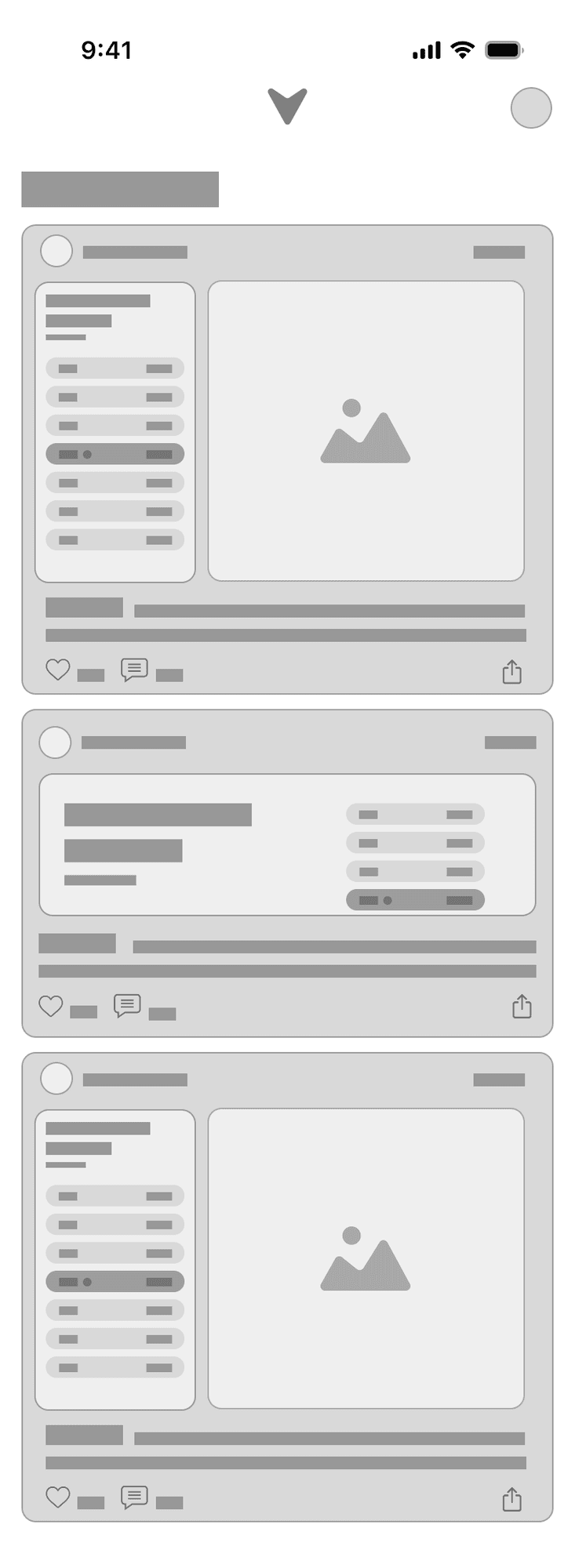 Community view wireframe